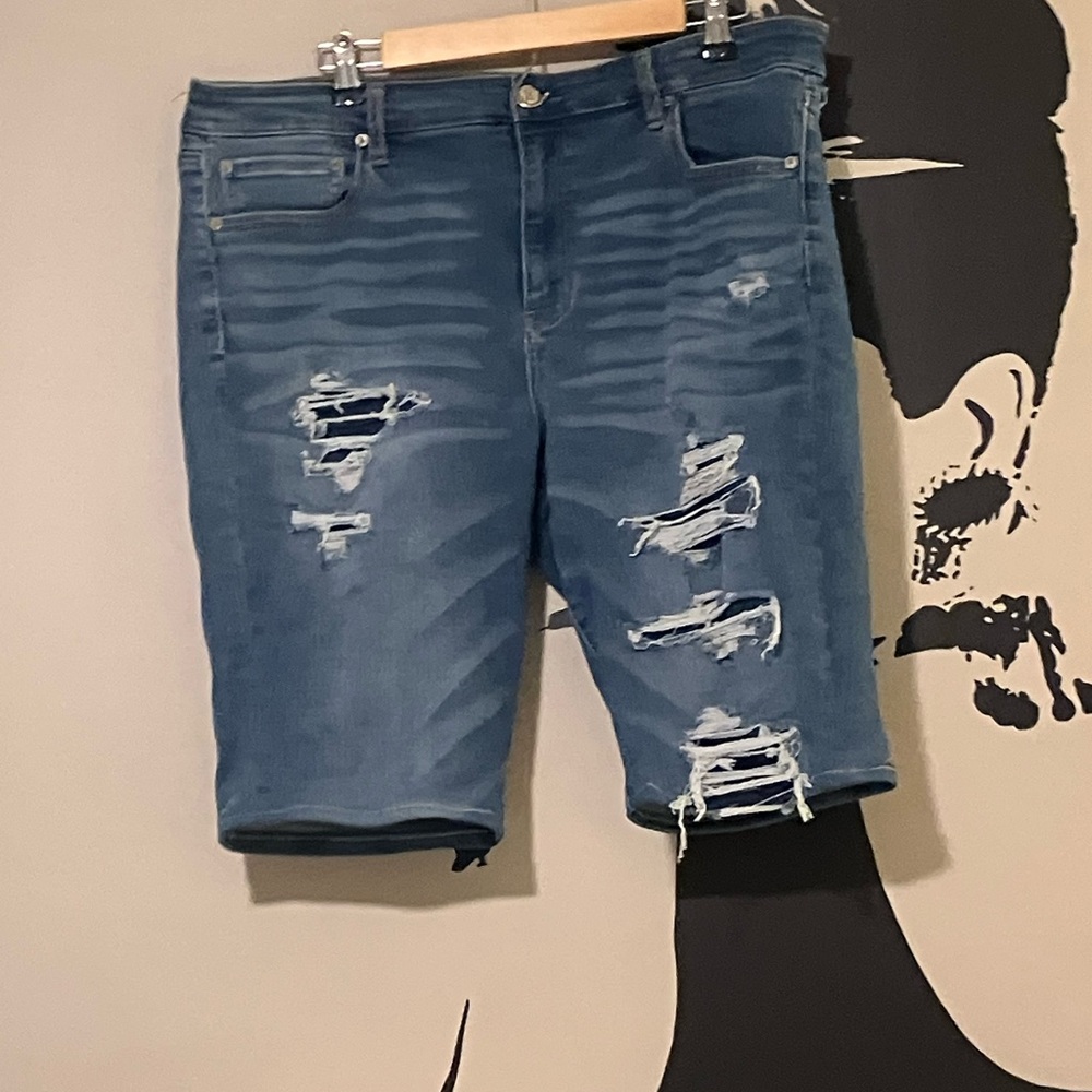 American Eagle Distressed Knee Length Denim Shorts